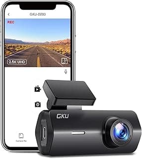 Cámara de Coche WiFi GKU Dashcam Full HD 2.5K 1600P y Super Visión Nocturna, WDR, Diseño Ultra-Compacto, Gran Angular 170°, Sensor G, Grabación en Bucle, Monitor de Aparcamiento 24H, MAX 256G