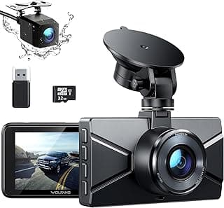 WOLFANG Cámara de Coche Delantera y Trasera 2.5K QHD, Arjeta 32GB SD Incluida Dashcam de Doble Lente para Coches de 170º Gran Angular Monitor de Aparcamiento 24H con Grabación en Bucle y Sensor G